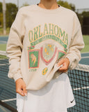 Oklahoma Patch Sand Thrifted Sweatshirt - shoplivylu