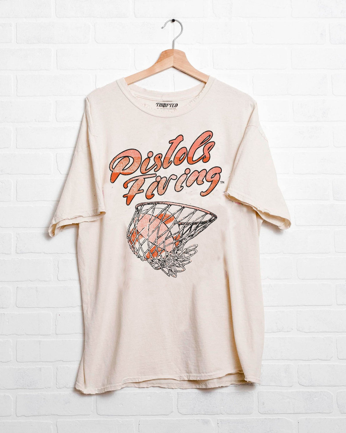 OSU Cowboys Basketball Candy Off White Thrifted Tee - shoplivylu
