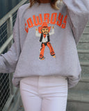 OSU Cowboys Cartoon Mascot Gray Thrifted Sweatshirt - shoplivylu