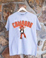 OSU Cowboys Cartoon Mascot Gray Thrifted Tee - shoplivylu