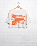 OSU Cowboys Pennant White Cropped Tee - shoplivylu