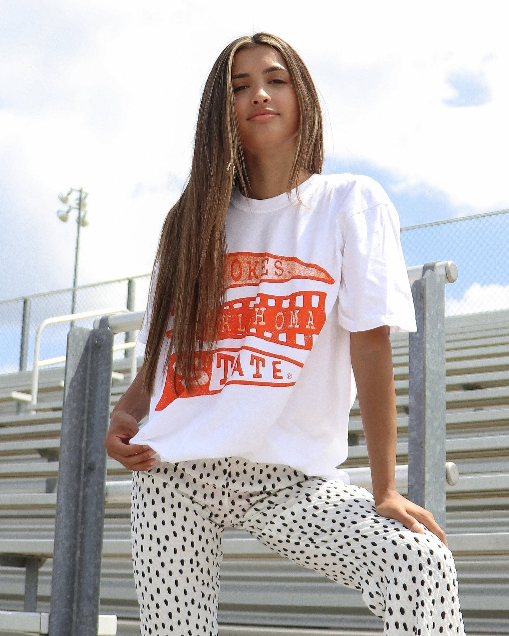 OSU Cowboys Pennant White Tee - shoplivylu