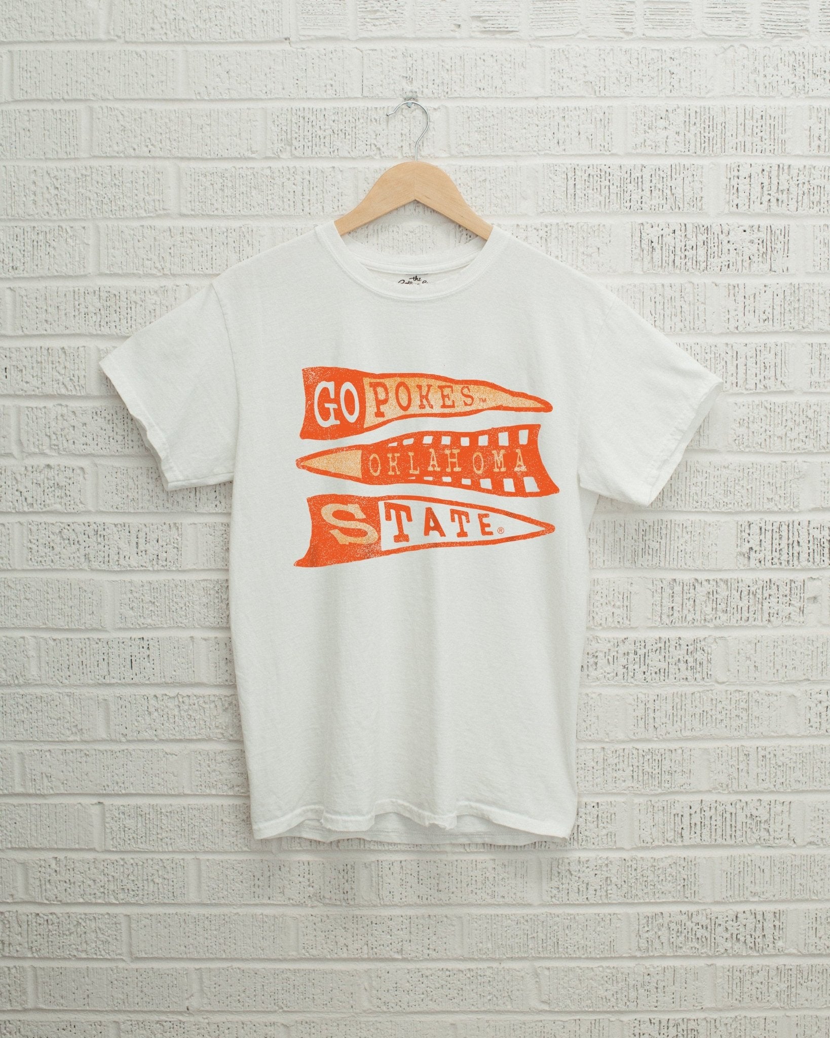 OSU Cowboys Pennant White Tee - shoplivylu