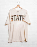 OSU Cowboys Tartan Off White Thrifted Tee - shoplivylu