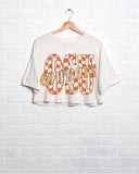OSU Cowboys Twisted Check White Cropped Tee - shoplivylu