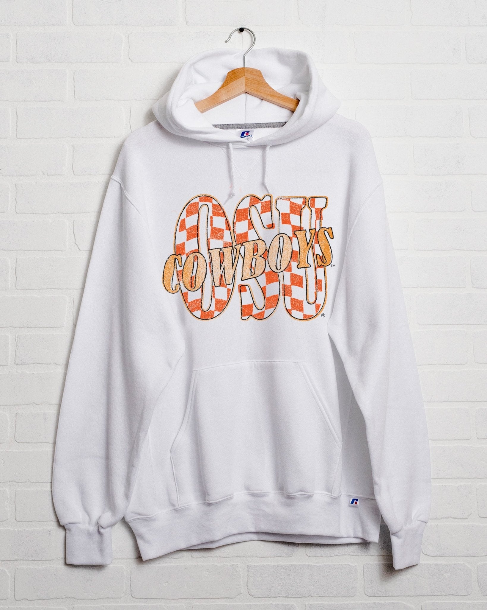 OSU Cowboys Twisted Check White Russell Hoodie - shoplivylu
