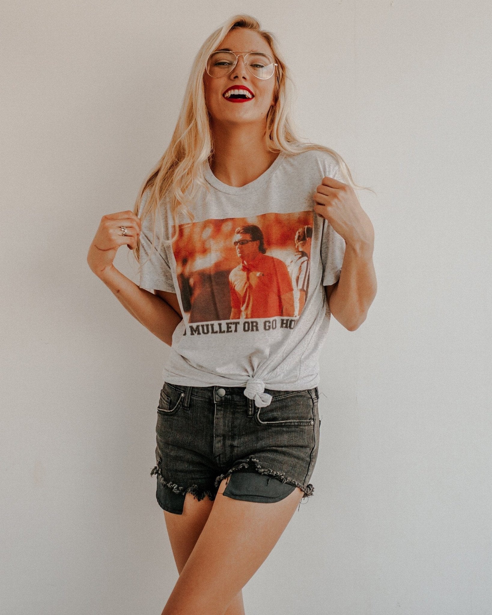 OSU Go Mullet or Go Home White Fleck Tri-Blend Tee - shoplivylu