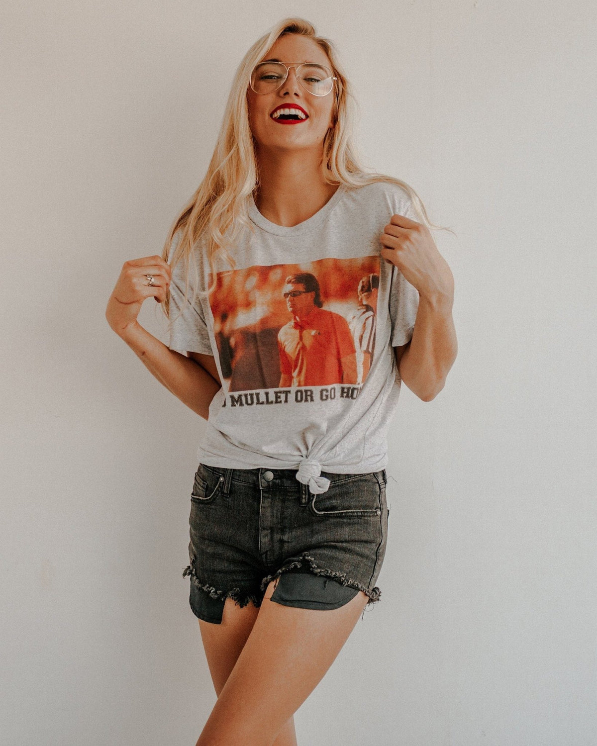 OSU Go Mullet or Go Home White Fleck Tri-Blend Tee - shoplivylu