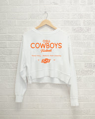 OSU Cowboys Shot White Cropped Corded Crew Sweatshirt - shoplivylu