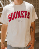 OU Filled Gault Off White Thrifted Tee - shoplivylu