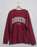 OU Filled Gault Red Corded Crew Sweatshirt - shoplivylu