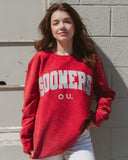 OU Filled Gault Red Corded Crew Sweatshirt - shoplivylu