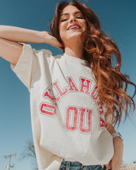 OU Mega Arch Off White Thrifted Tee - shoplivylu