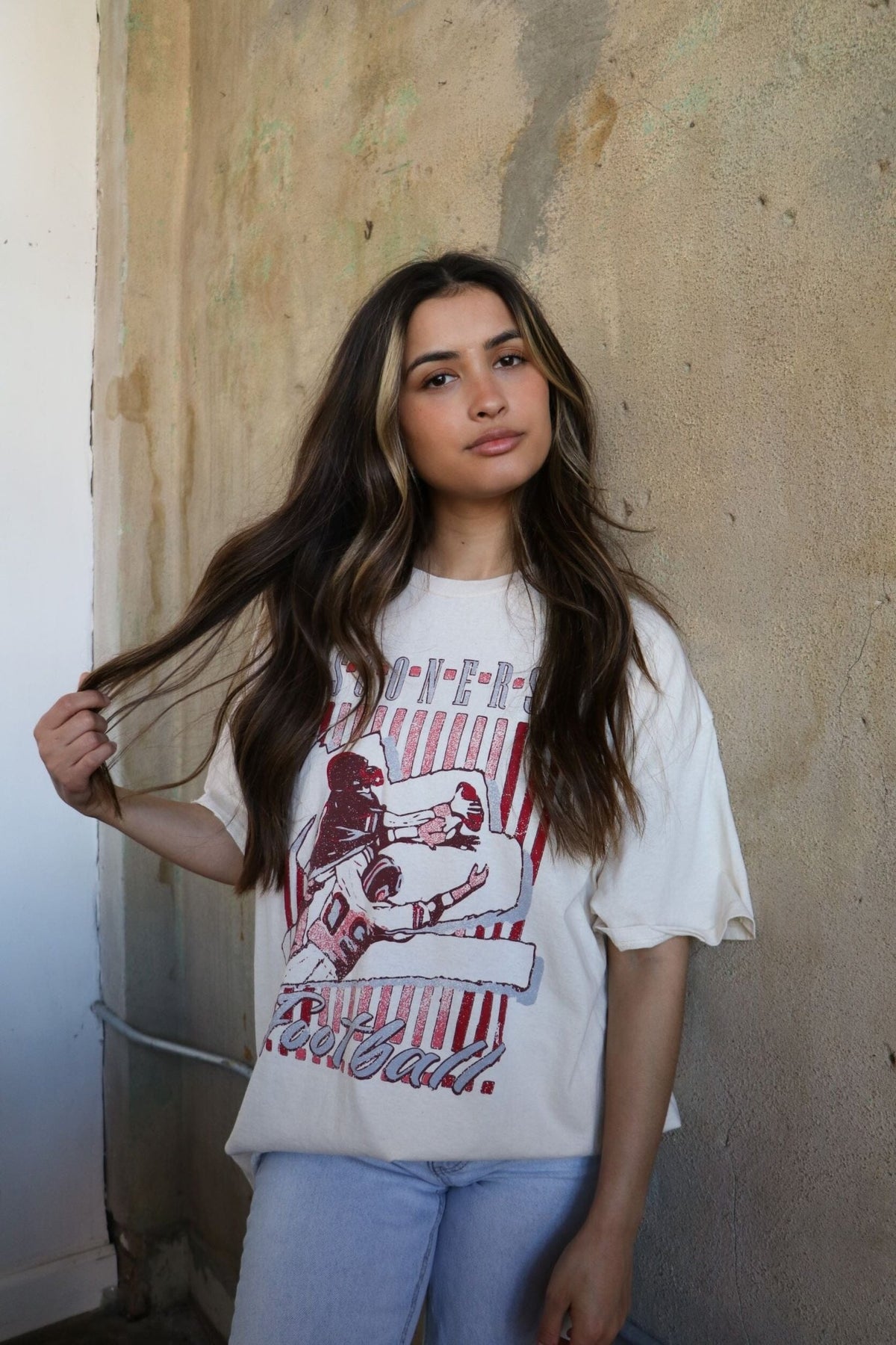 OU Sooners Beach Shade Off White Thrifted Tee