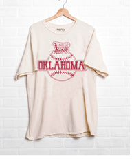OU Sooners Mascot Baseball Off White Thrifted Tee