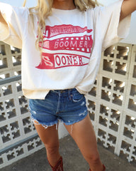 OU Sooners Pennant Off White Thrifted Tee - shoplivylu