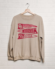 OU Sooners Pennant Sand Thrifted Sweatshirt - shoplivylu