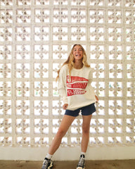 OU Sooners Pennant Sand Thrifted Sweatshirt - shoplivylu