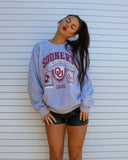 OU Sooners Prep Patch Gray Thrifted Sweatshirt - shoplivylu