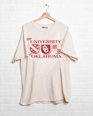 OU Sooners Shield Row Off White Thrifted Tee - shoplivylu