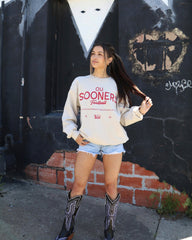 OU Sooners Shot Off Sand Thrifted Sweatshirt - shoplivylu