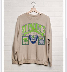 St. Patrick's Day Patch Sand Thrifted Sweatshirt - shoplivylu