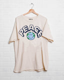 Peace Earth Smile Off White Thrifted Tee - shoplivylu