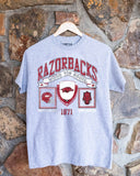 Razorbacks Prep Patch Gray Thrifted Tee - shoplivylu