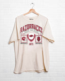 Razorbacks Prep Patch Off White Thrifted Tee - shoplivylu