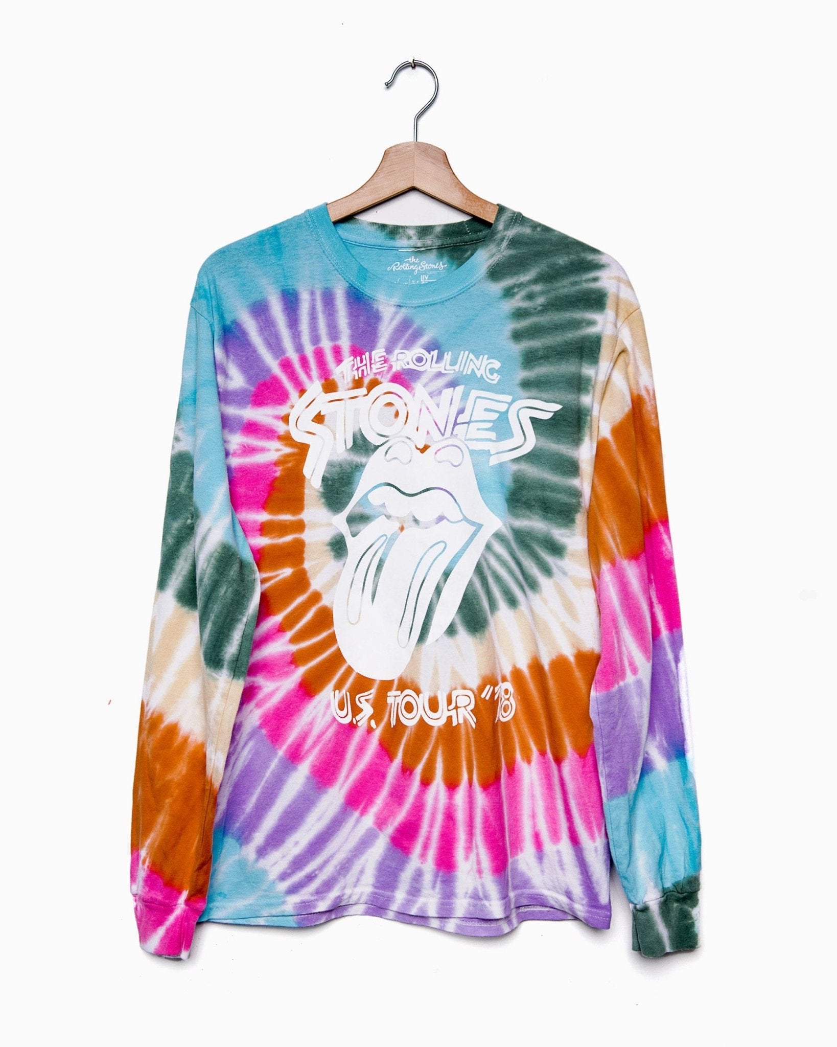 Rolling Stones '78 Tour Fall Multi Swirl Tie Dye Long Sleeve Tee (FINAL SALE) - shoplivylu