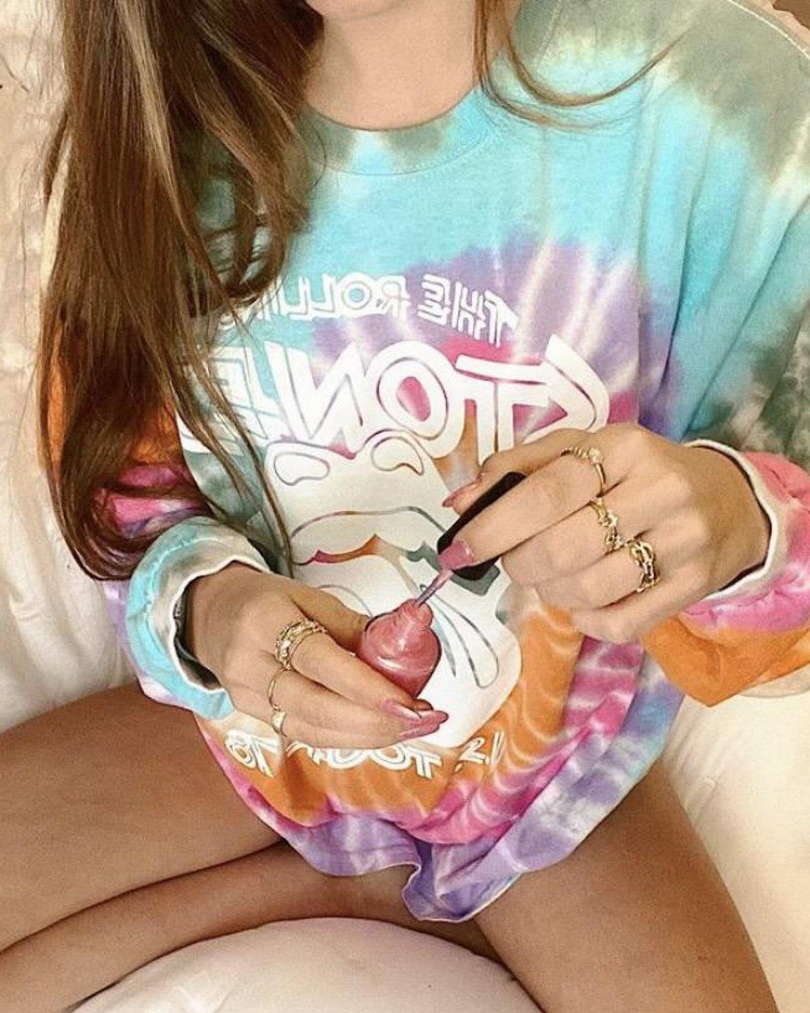 Rolling Stones '78 Tour Fall Multi Swirl Tie Dye Long Sleeve Tee (FINAL SALE) - shoplivylu