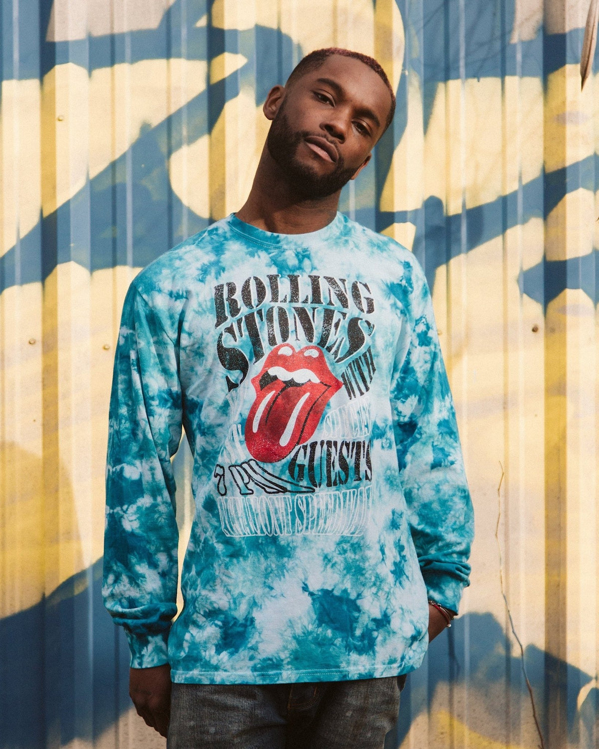 Rolling Stones Altamont Speedway Teal Cloud Tie Dye Long Sleeve Tee (FINAL SALE) - shoplivylu