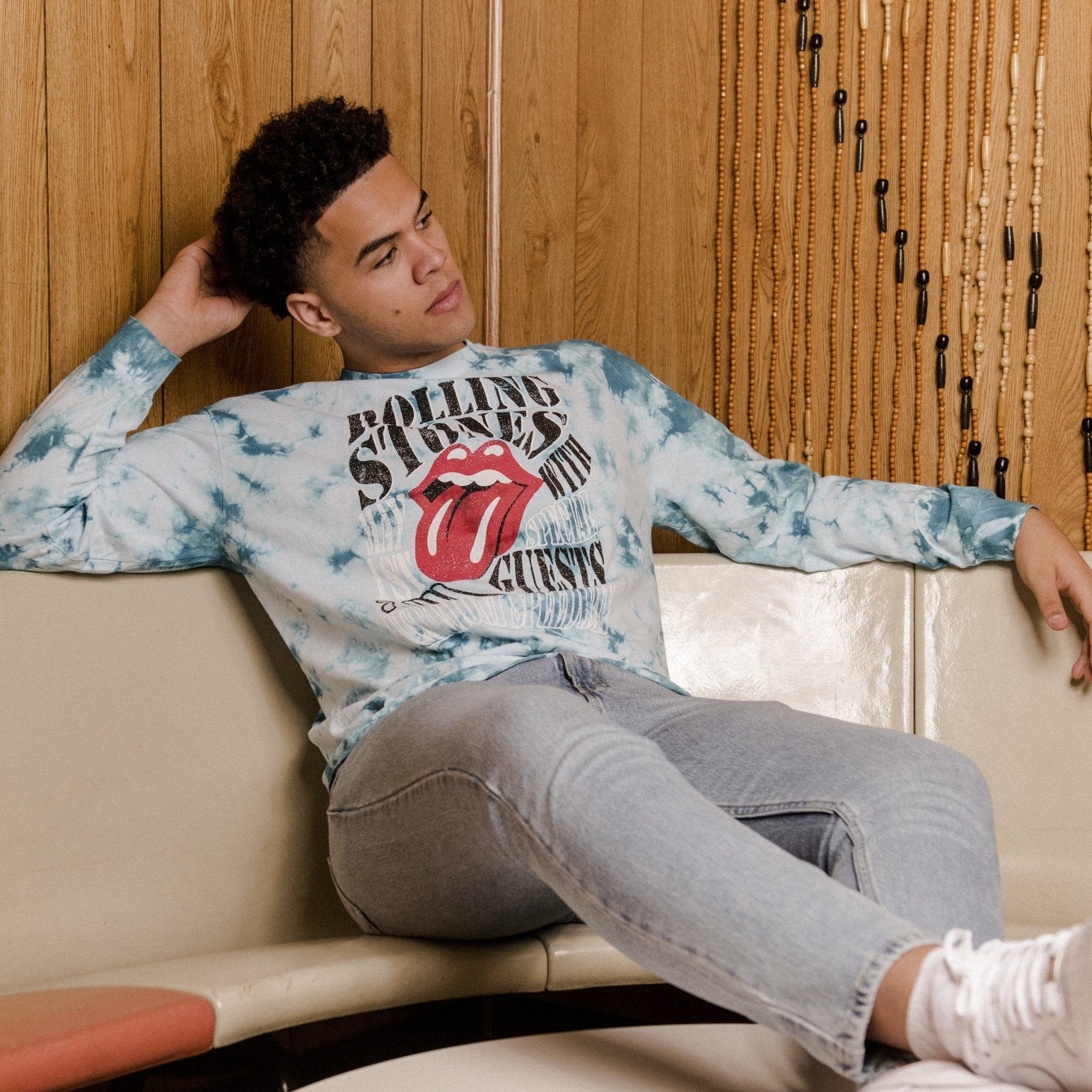 Rolling Stones Altamont Speedway Teal Cloud Tie Dye Long Sleeve Tee (FINAL SALE) - shoplivylu