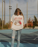 Rolling Stones Arkansas Basketball Net Off White Thrifted Tee - shoplivylu