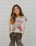 Rolling Stones Arkansas Basketball Net Sand Thrifted Sweatshirt - shoplivylu