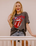 Rolling Stones Arkansas Flag Off Black Rocker Tee - shoplivylu