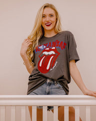 Rolling Stones Arkansas Flag Off Black Rocker Tee - shoplivylu