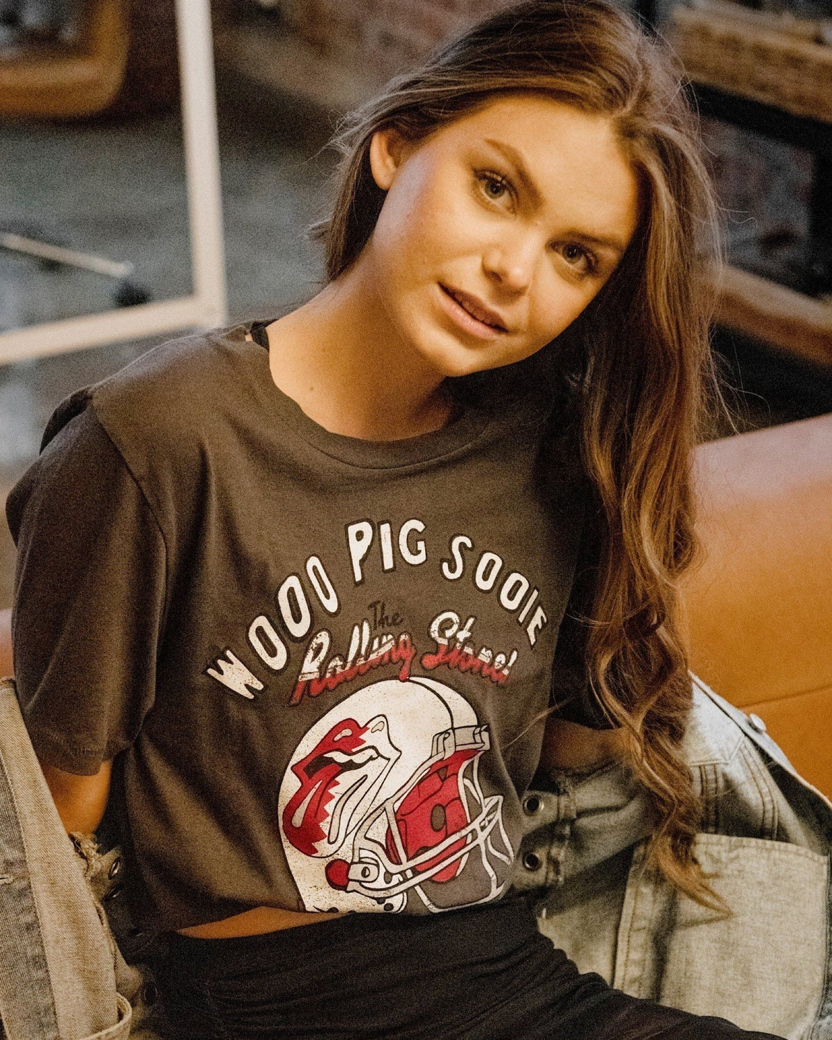 Rolling Stones Arkansas Helmet Lick Dark Gray Tee - shoplivylu