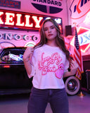 Rolling Stones Arkansas Razorbacks Malibu Puff Ink Off White Cropped Tee