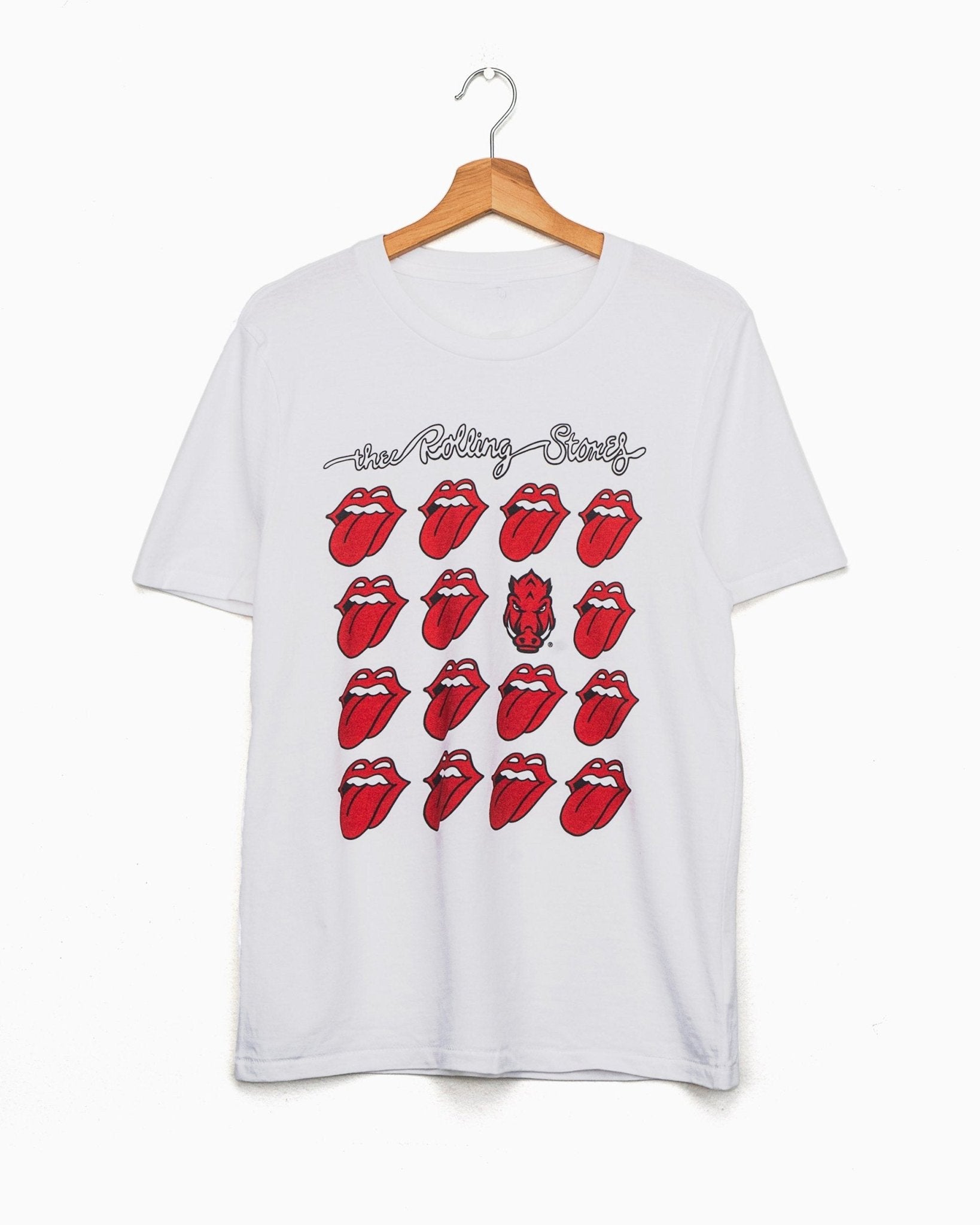 Rolling Stones Arkansas Razorbacks Multi Lick White Tee (4522306961511)