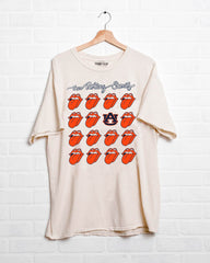Rolling Stones Auburn Tigers Multi Lick Off White Thrifted Tee - shoplivylu