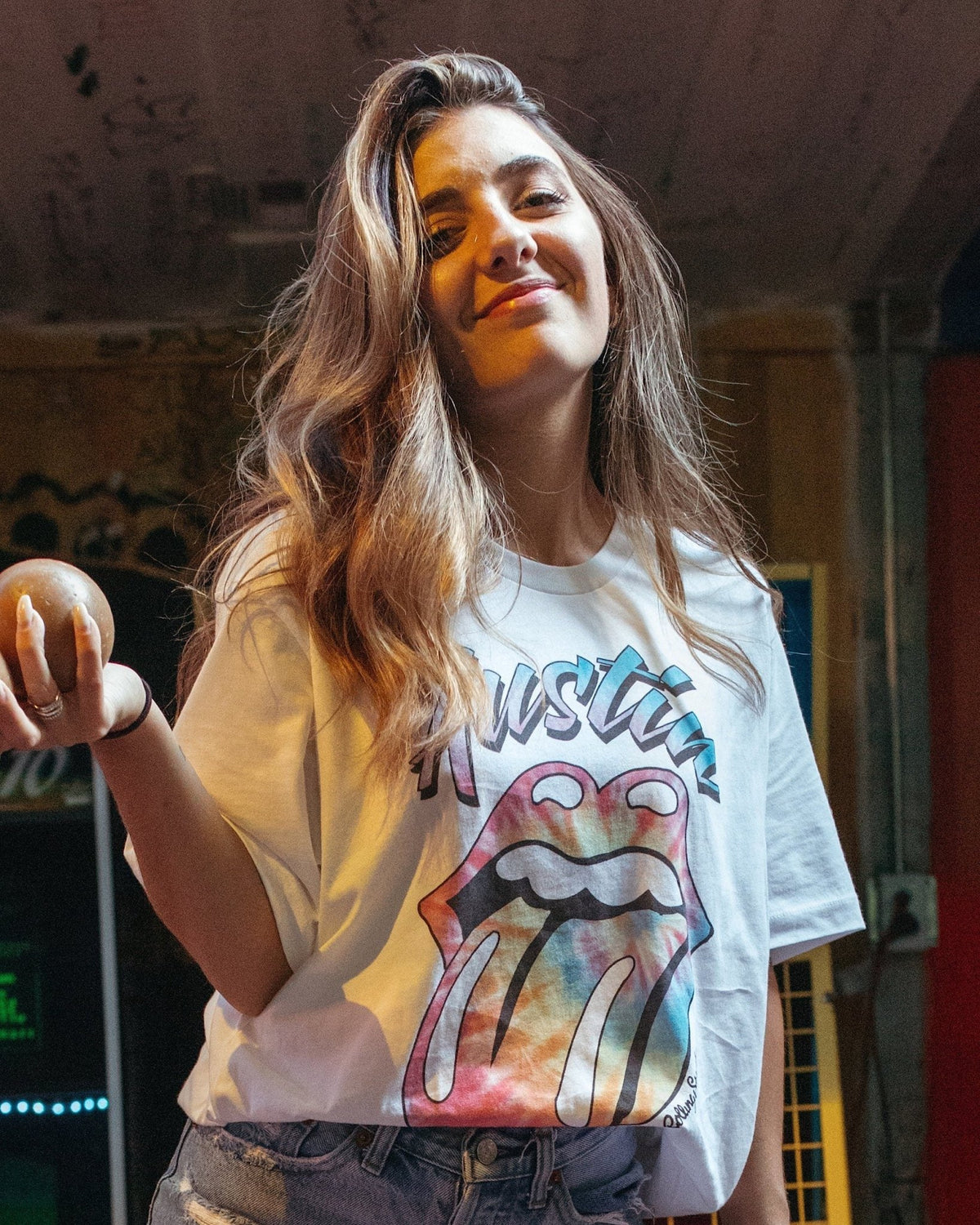 Rolling Stones Austin Pastel Tie Dye Lick White Tee - shoplivylu