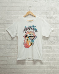 Rolling Stones Austin Pastel Tie Dye Lick White Tee - shoplivylu