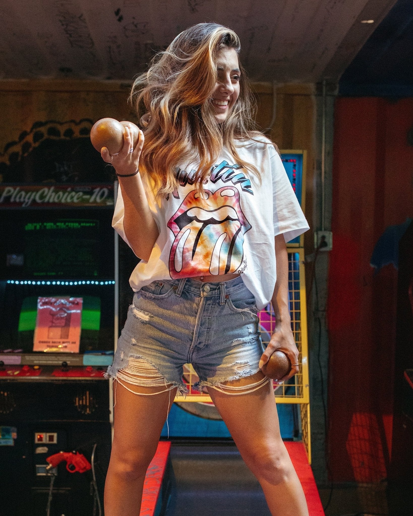 Rolling Stones Austin Pastel Tie Dye Lick White Tee - shoplivylu