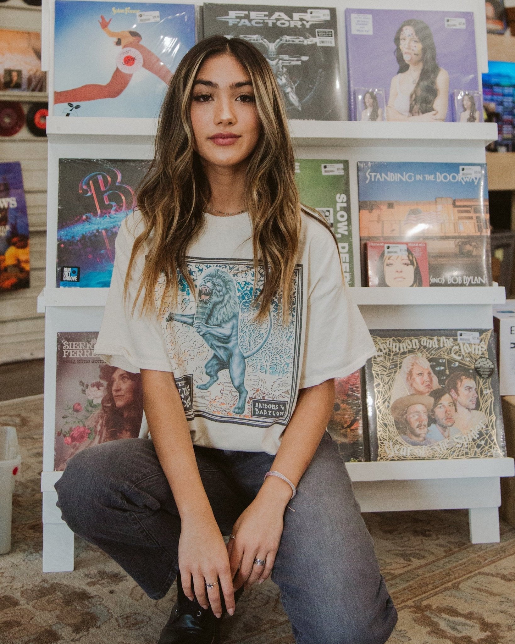 Rolling Stones Babylon Tour Lion Off White Thrifted Distressed Tee (FINAL SALE) - shoplivylu