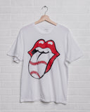 Rolling Stones Baseball Lick White Tee - shoplivylu