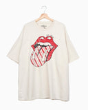 Rolling Stones Candy Cane Lick Off White Oversized Tee - shoplivylu