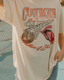 Rolling Stones Cowboys Basketball Net Off White Thrifted Tee - shoplivylu