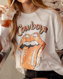 Rolling Stones Cowboys Tie Dye Lick White Tee - shoplivylu