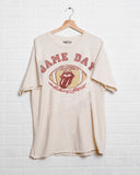 Rolling Stones Gameday (crimson) Football Lick Off White Thrifted Tee - shoplivylu